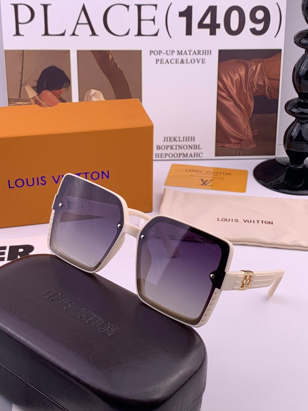 Louis Vuitton L1845 Polarized Square Gold Lens Sunglasses for Men & Women - detail image 4