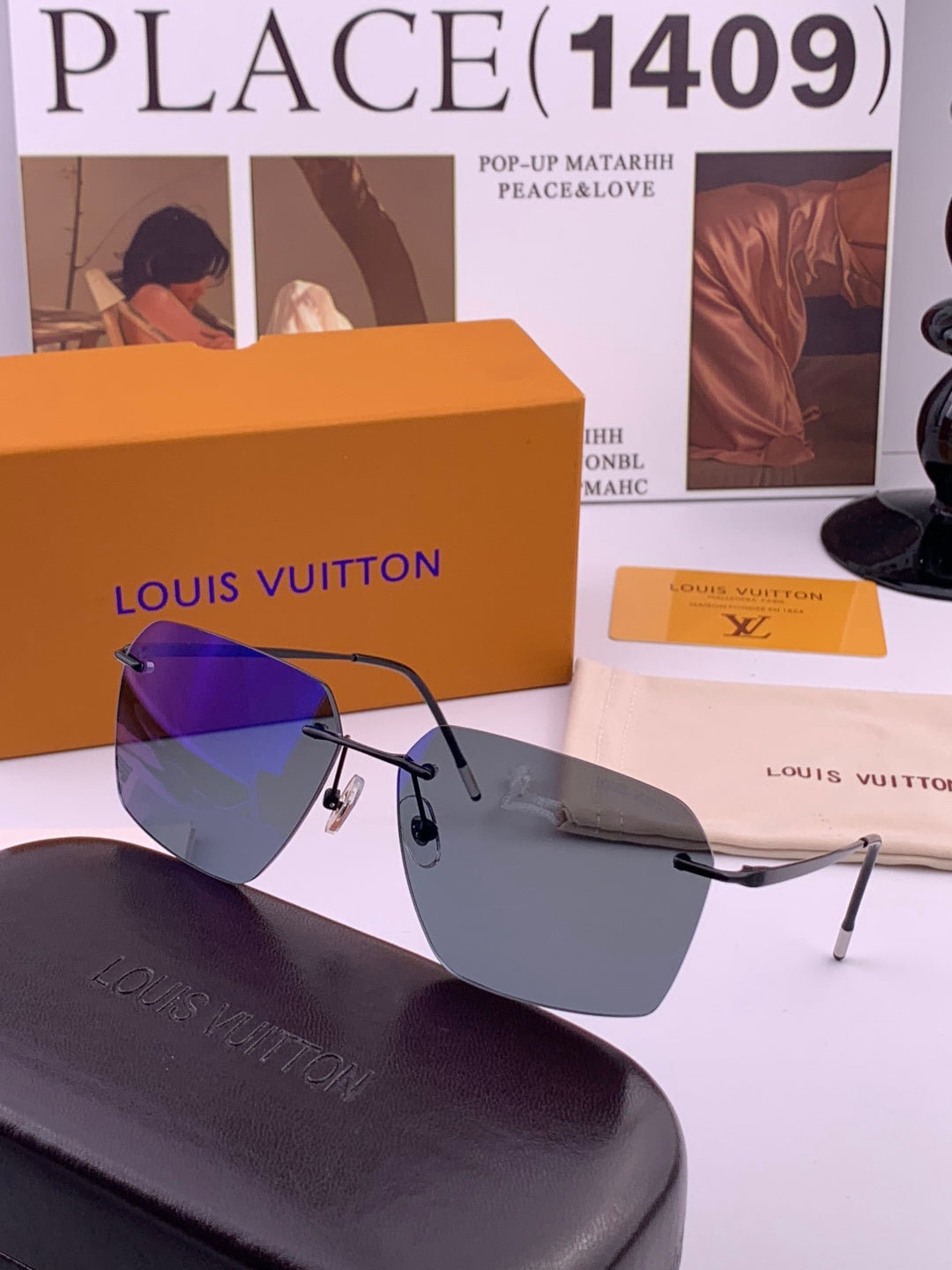 Louis Vuitton L2253 Polarized Aviator Blue Lens Sunglasses for Men - 158176 - detail image 5