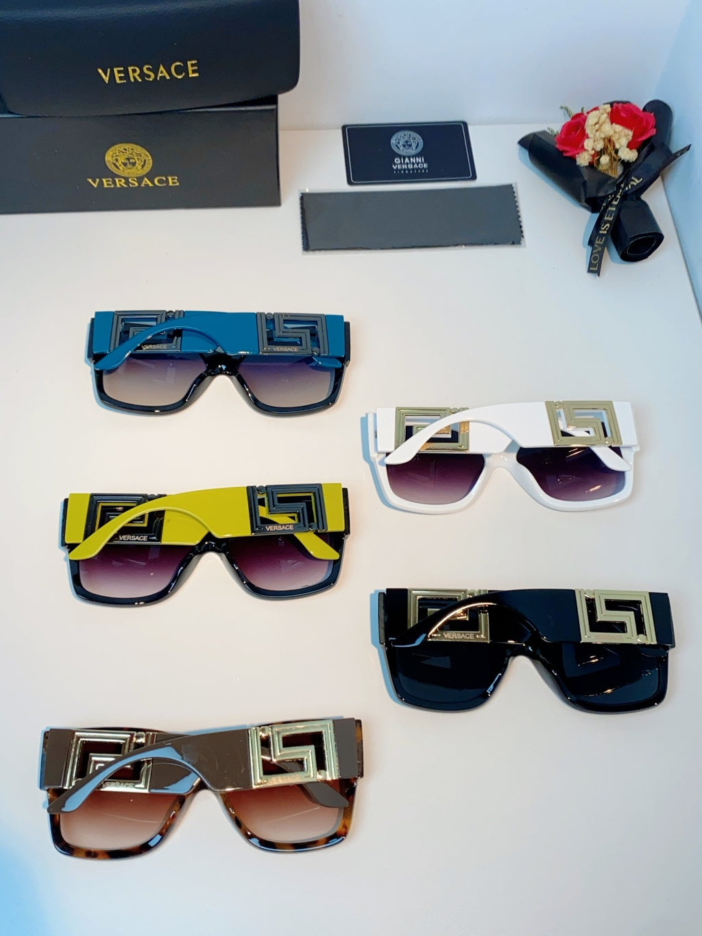 Versace Metal Square Red Lens Sunglasses for Men & Women - detail image 11