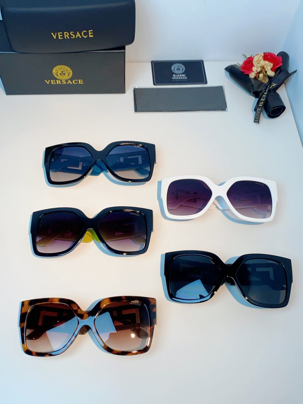 Versace Metal Square Red Lens Sunglasses for Men & Women - detail image 12