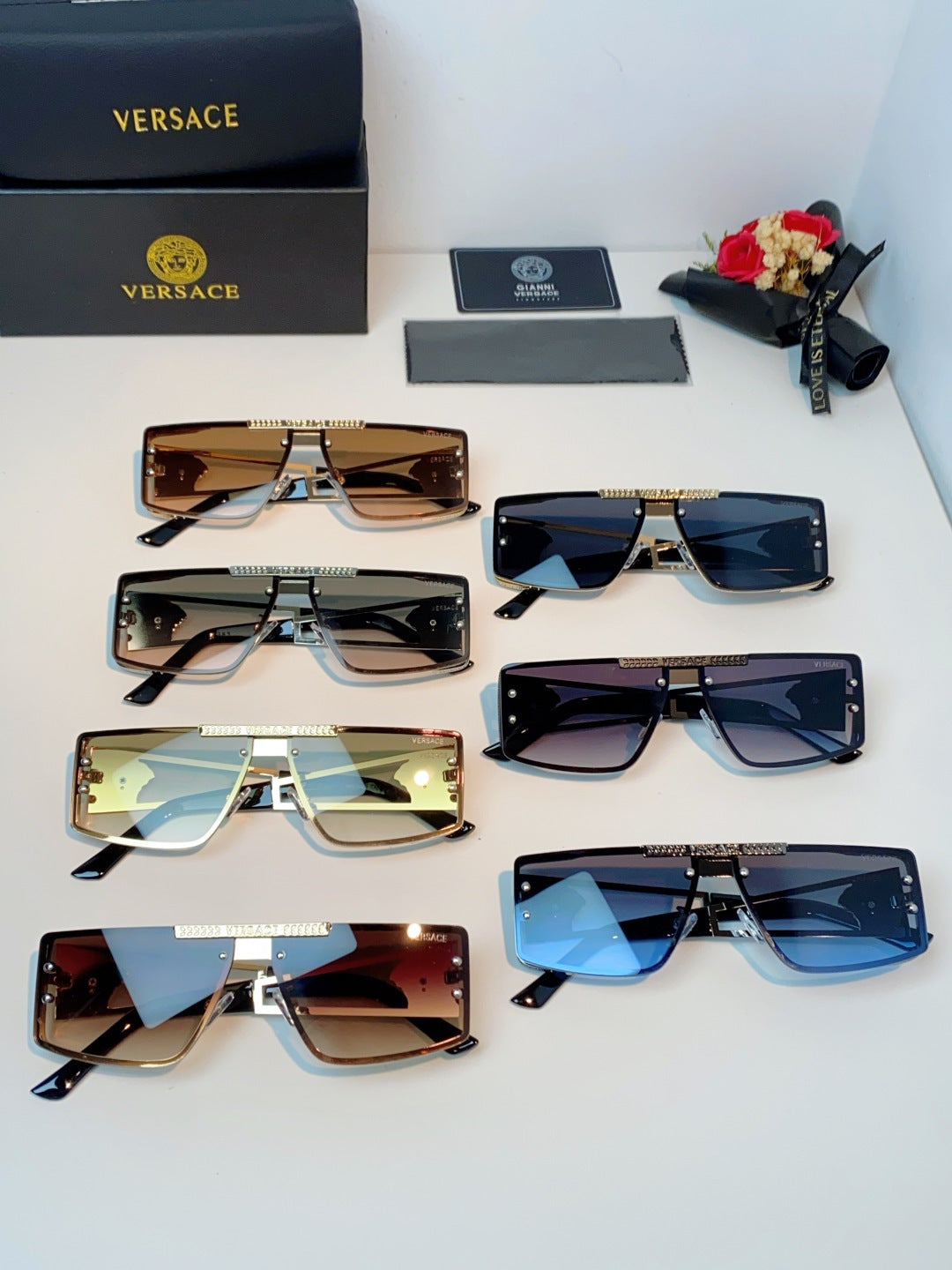 Versace Metal Square Gray Lens Sunglasses for Men & Women - 372499 - detail image 12