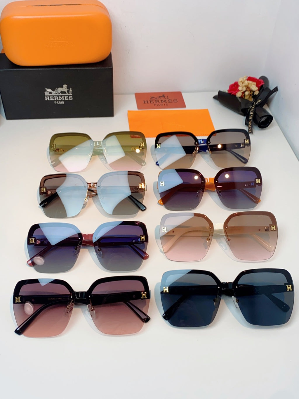 Hermès Lightweight Rimless Brown Lens Sunglasses for Men & Women - detail image 12