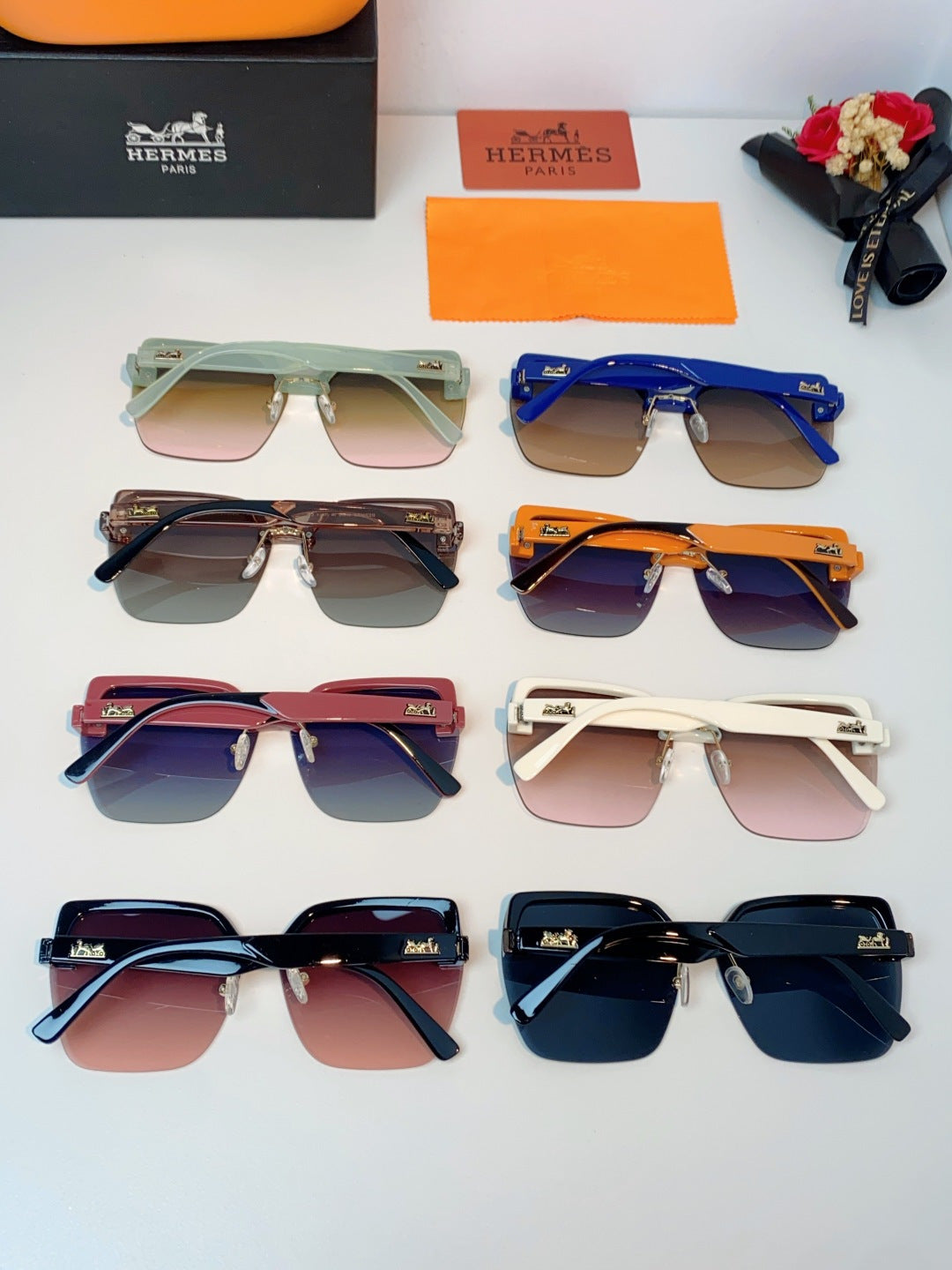 Hermès Lightweight Rimless Gray Lens Sunglasses for Men & Women - detail image 11