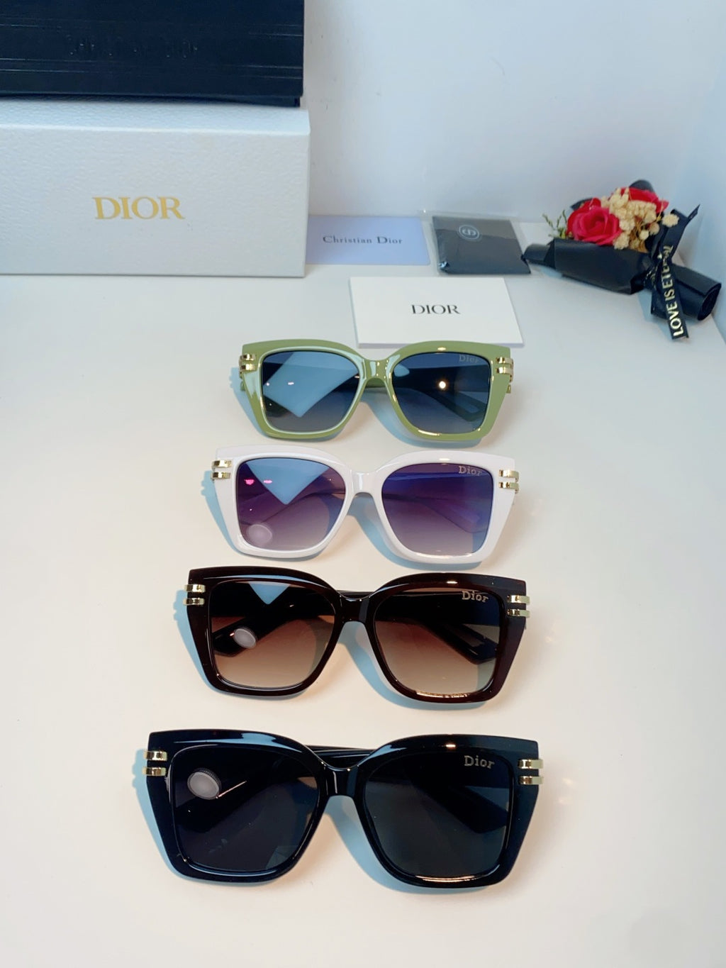 Dior Metal Square Black Lens Sunglasses for Men & Women - detail image 12
