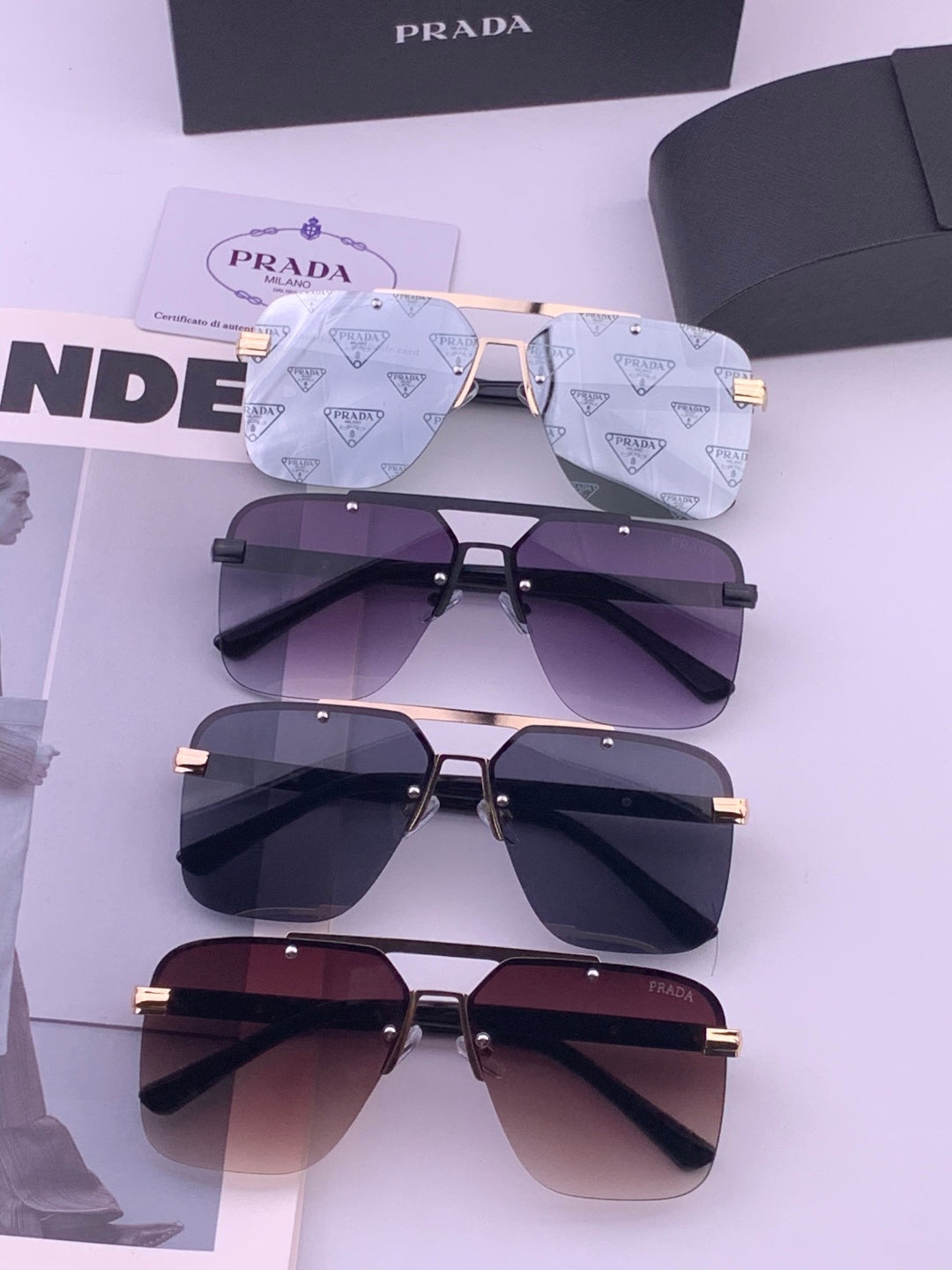 Prada Fashion Black Lens Sunglasses for Men - 415696 - detail image 8
