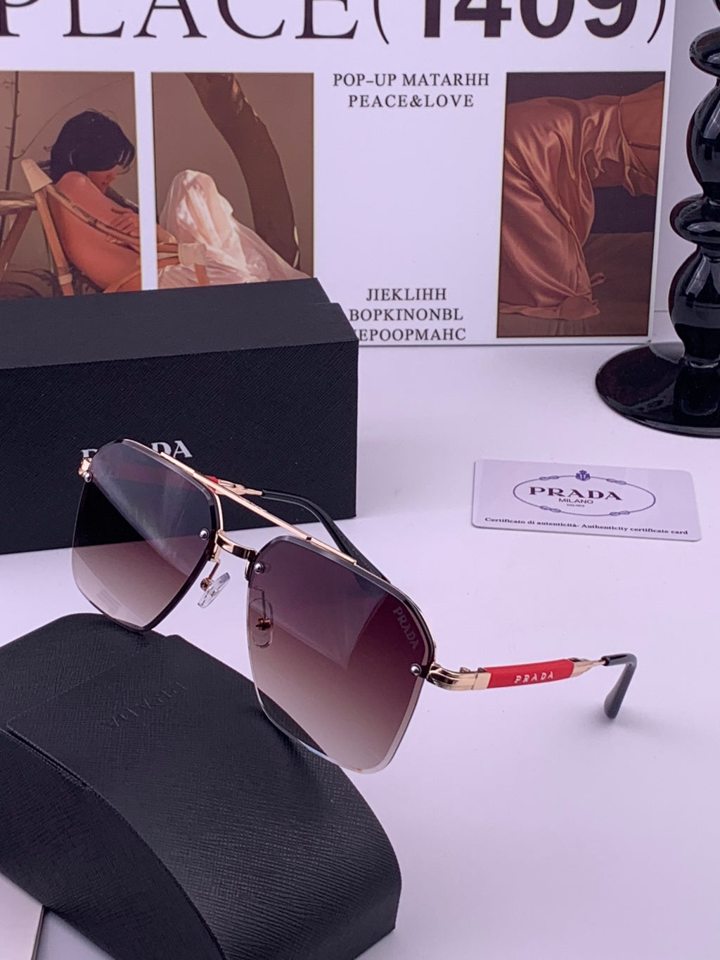 Prada Fashion Black Lens Sunglasses for Men - 415699 - detail image 2