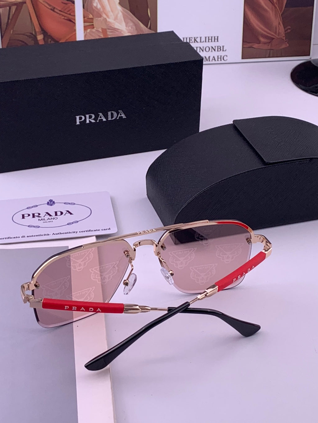 Prada Fashion Red Lens Sunglasses for Men - 415697 - detail image 6