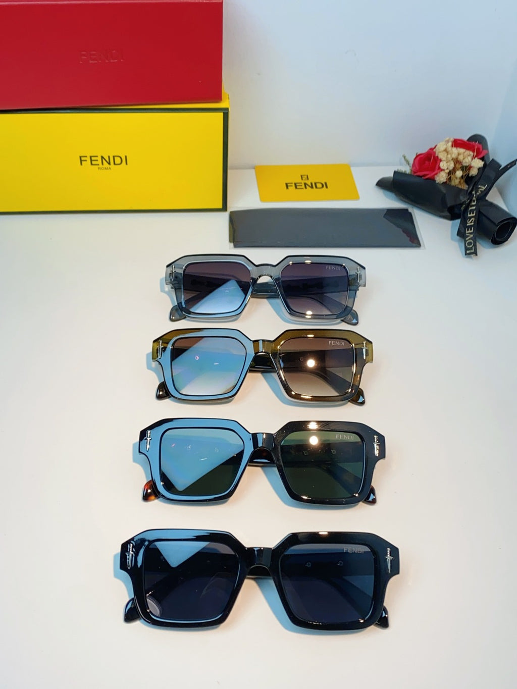 Fendi Metal Square Gray Lens Sunglasses for Men & Women - detail image 12