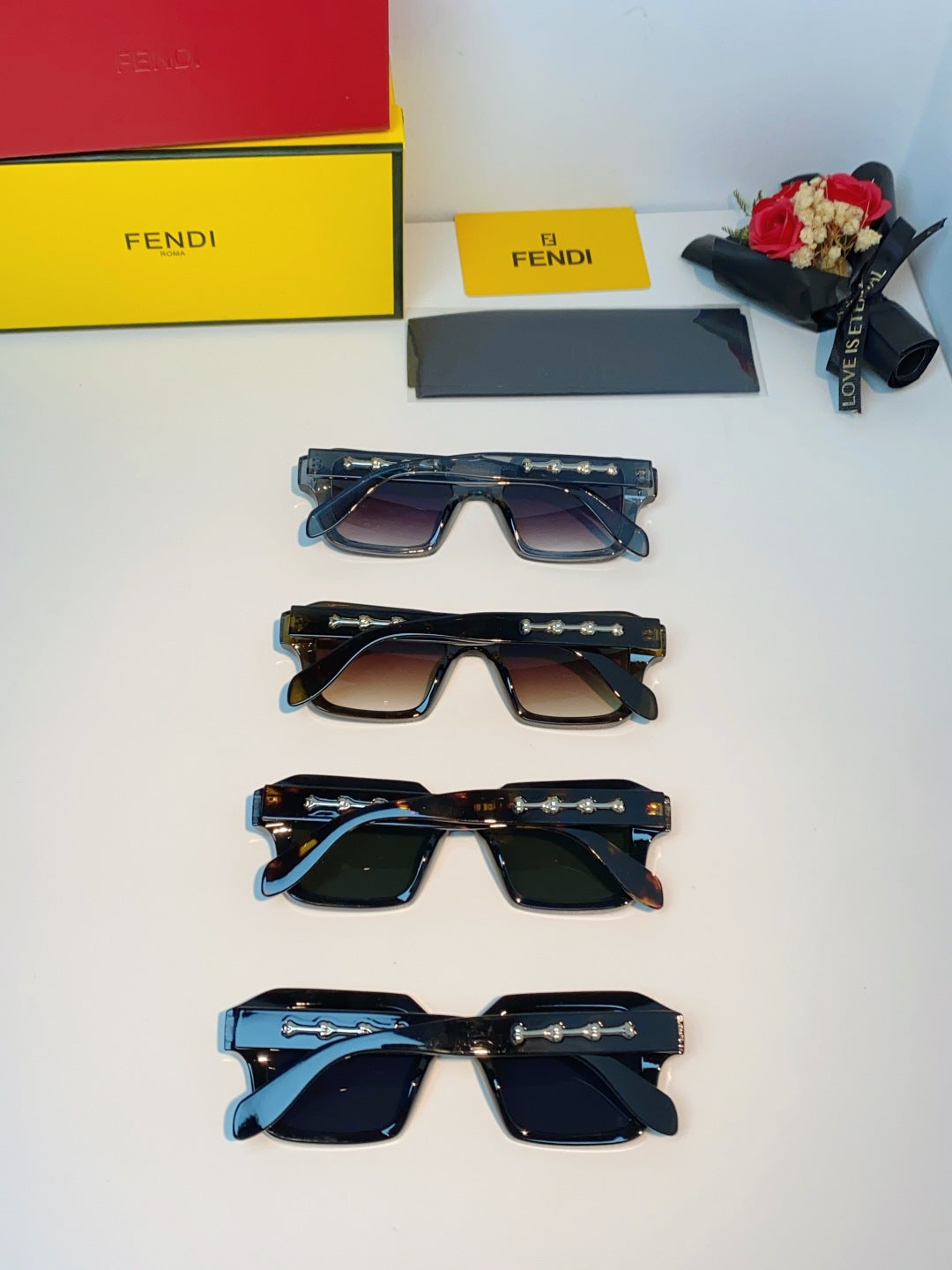 Fendi Metal Square Gray Lens Sunglasses for Men & Women - detail image 11