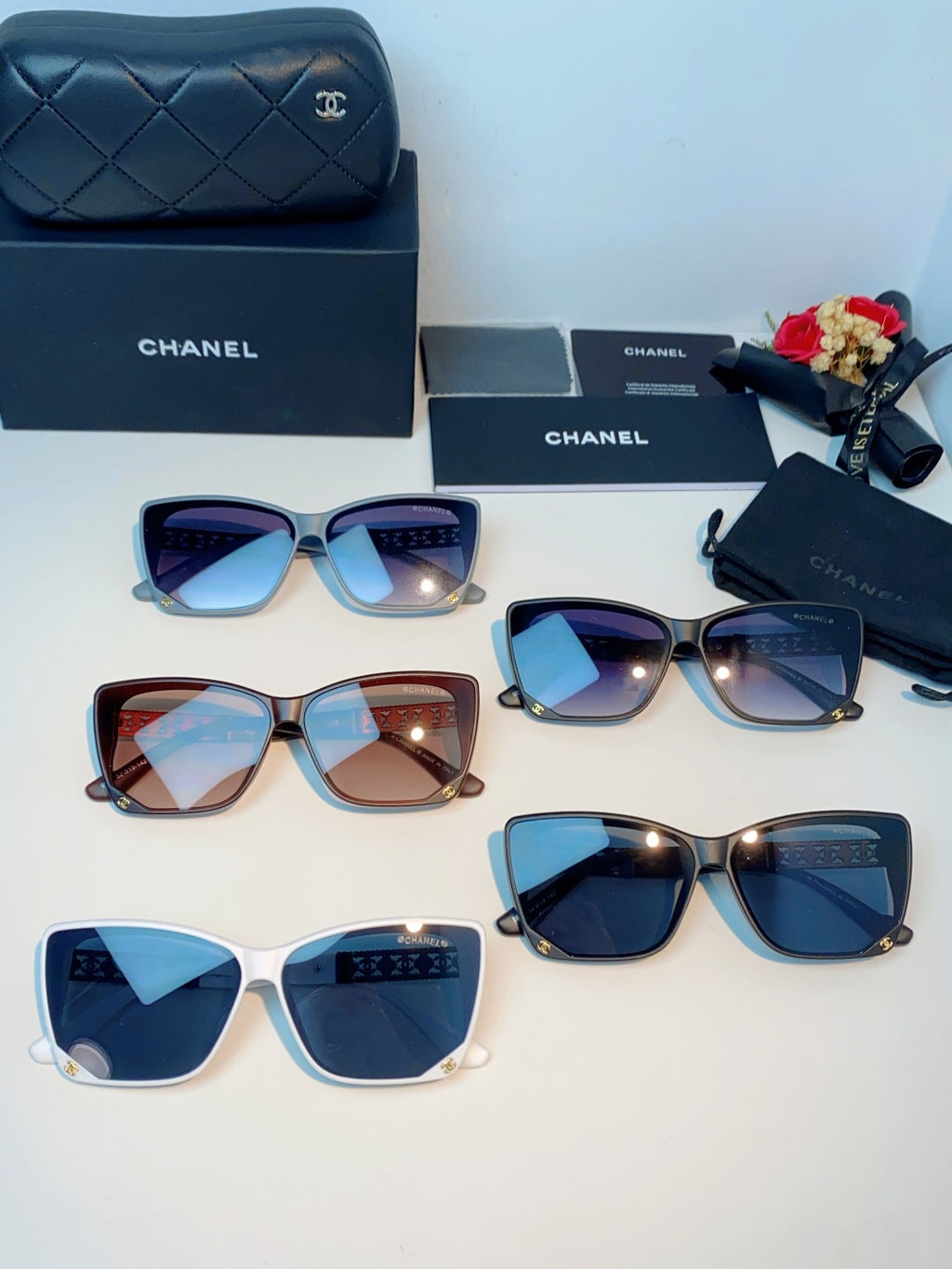 Chanel Cat-Eye Gray Lens Sunglasses for Women - 465189 - detail image 12