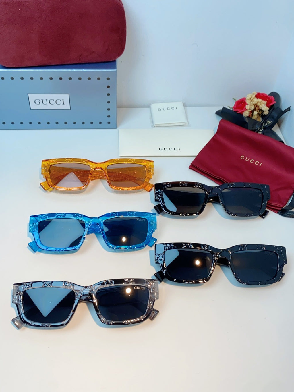 Gucci Square Black Lens Sunglasses for Men & Women - detail image 12