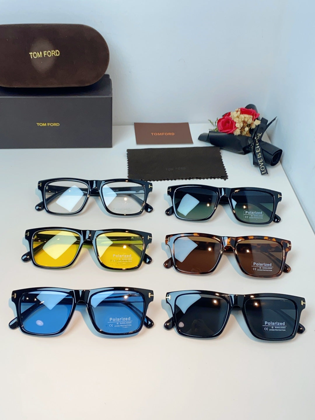 Tom Ford Metal Square Orange Lens Sunglasses for Men & Women - detail image 12