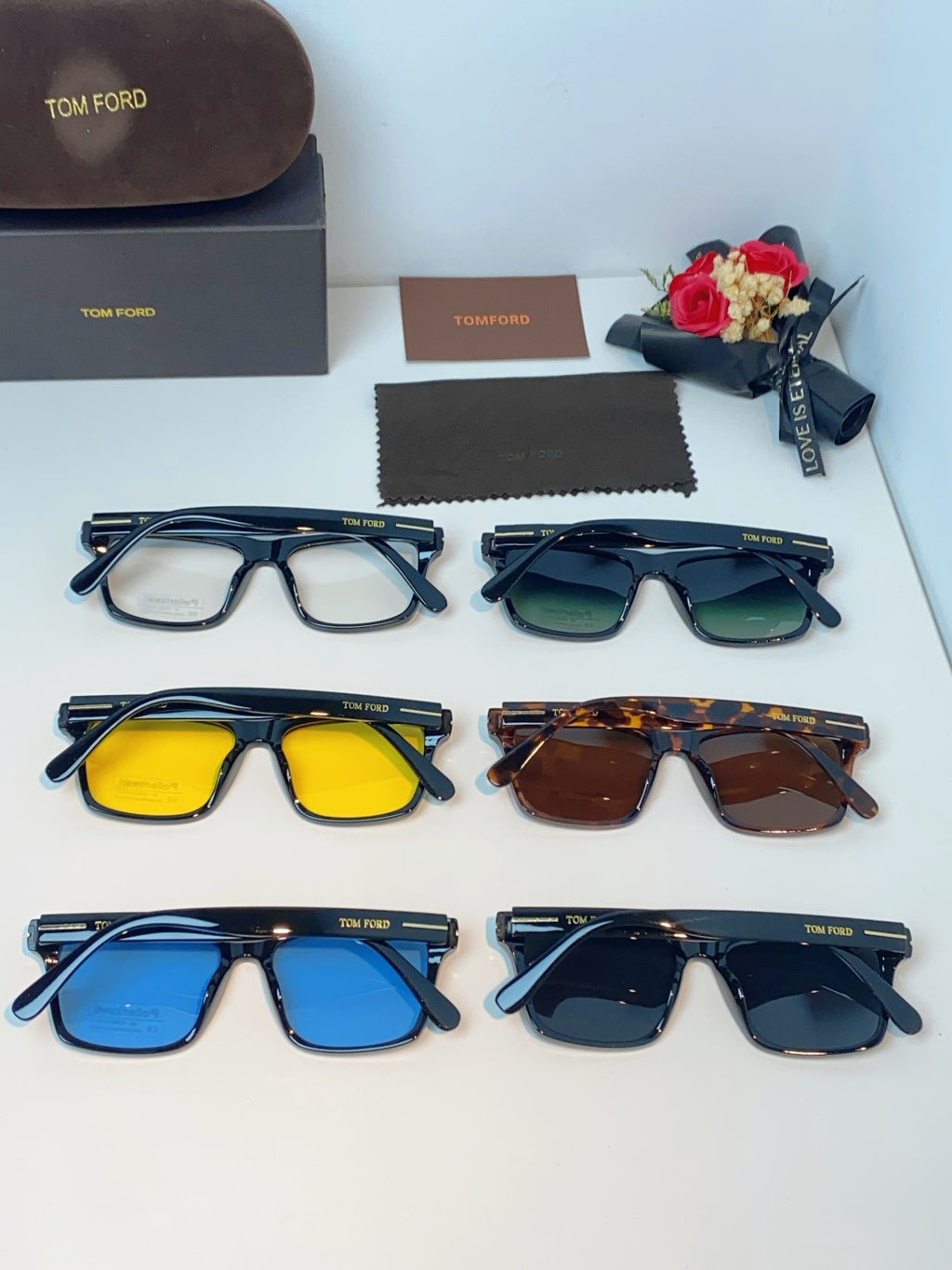 Tom Ford Metal Square Orange Lens Sunglasses for Men & Women - detail image 11