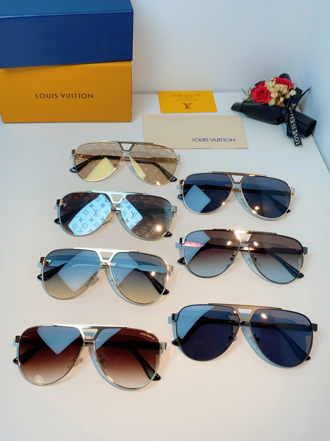 Louis Vuitton Metal Aviator Brown Lens Sunglasses for Men - detail image 12