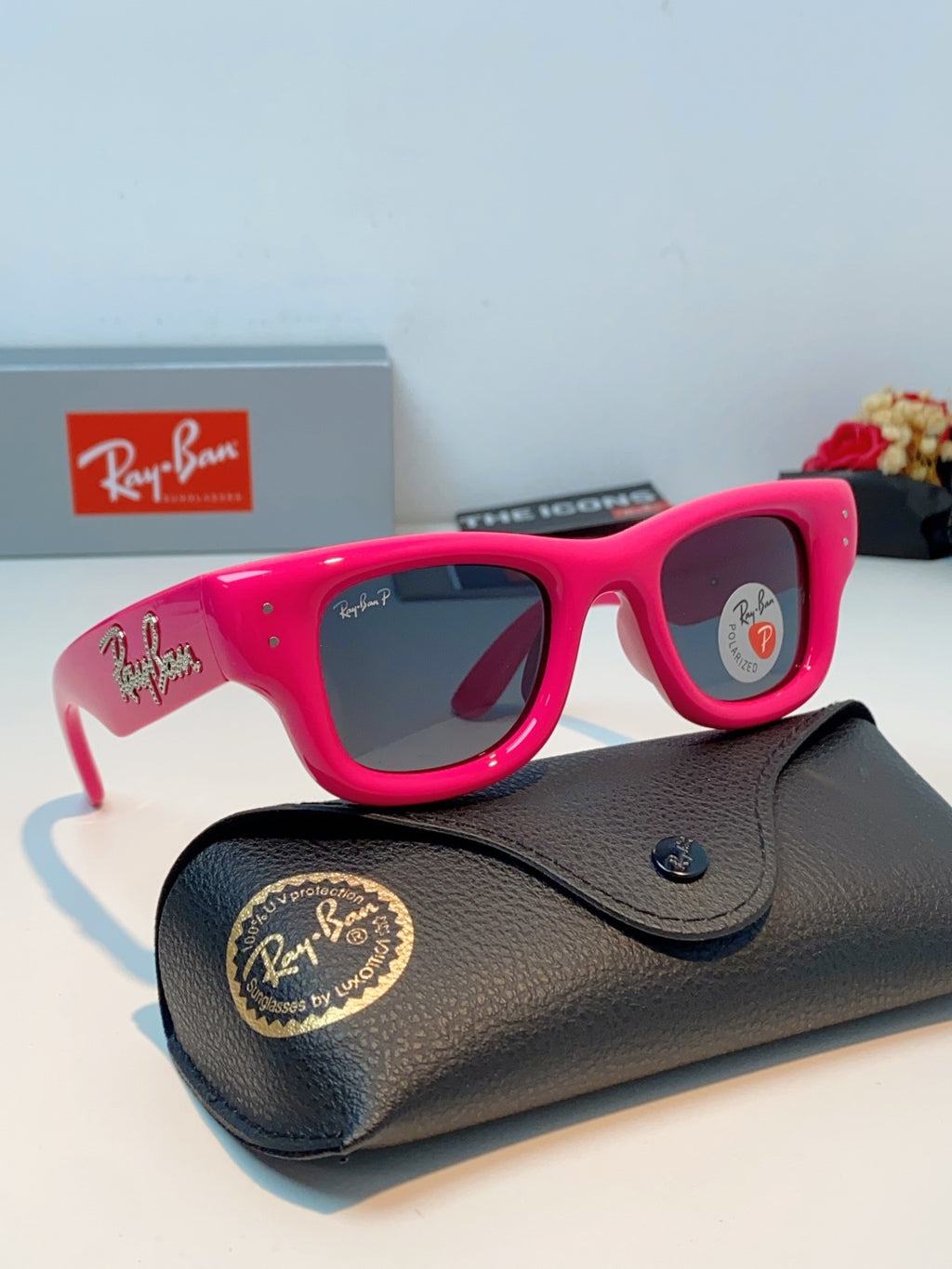 Ray-Ban Square Purple Lens Sunglasses for Men & Women - detail image 11