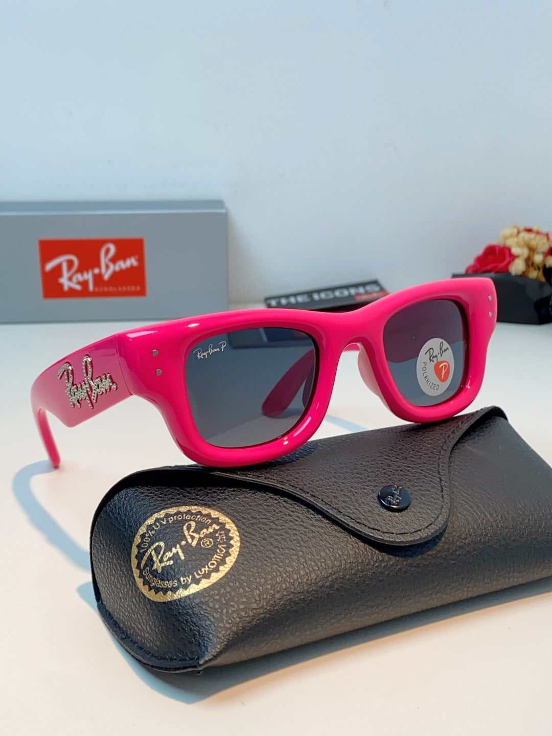 Ray-Ban Square Purple Lens Sunglasses for Men & Women - detail image 11