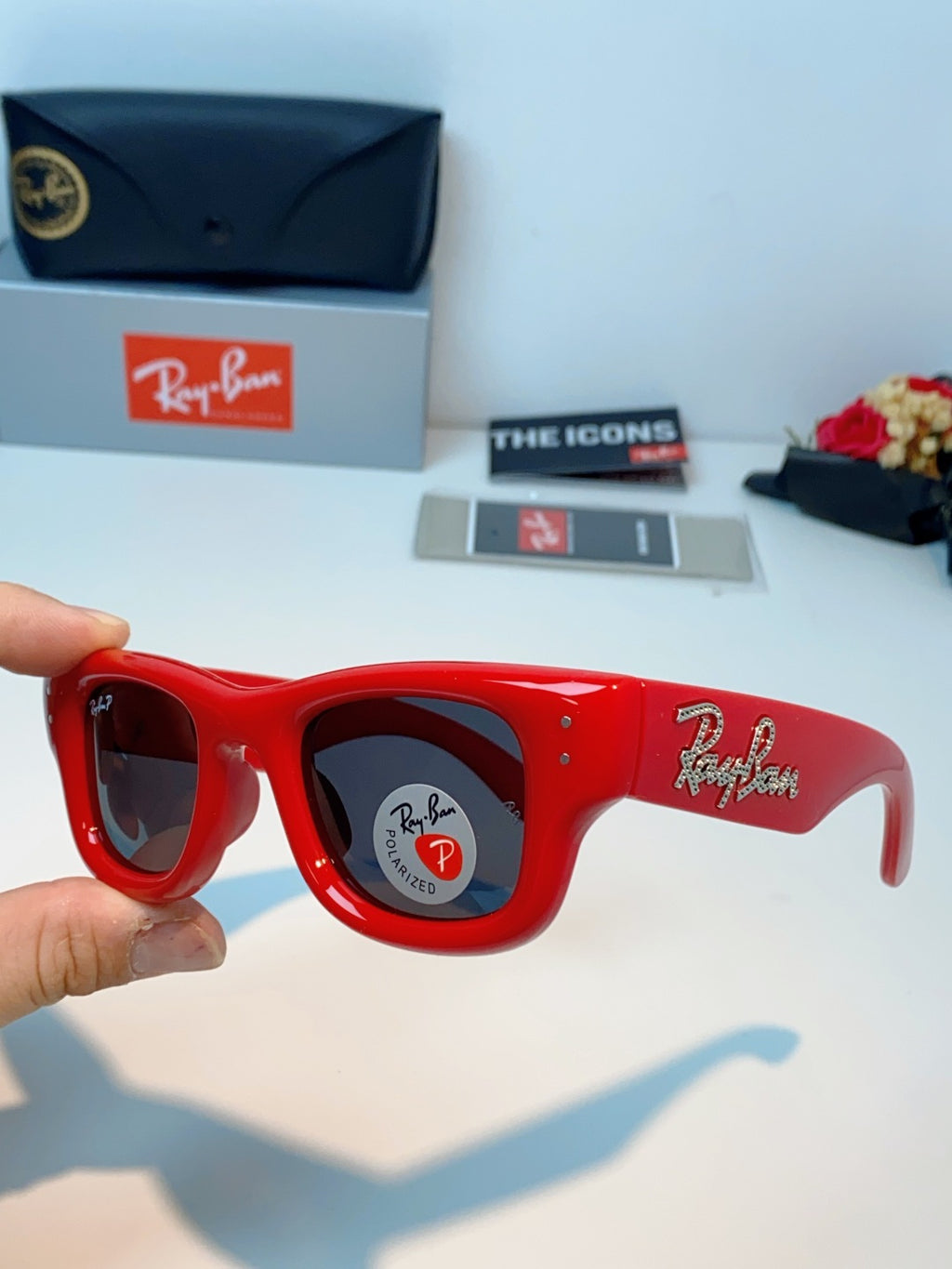 Ray-Ban Square Red Lens Sunglasses for Men & Women - detail image 6