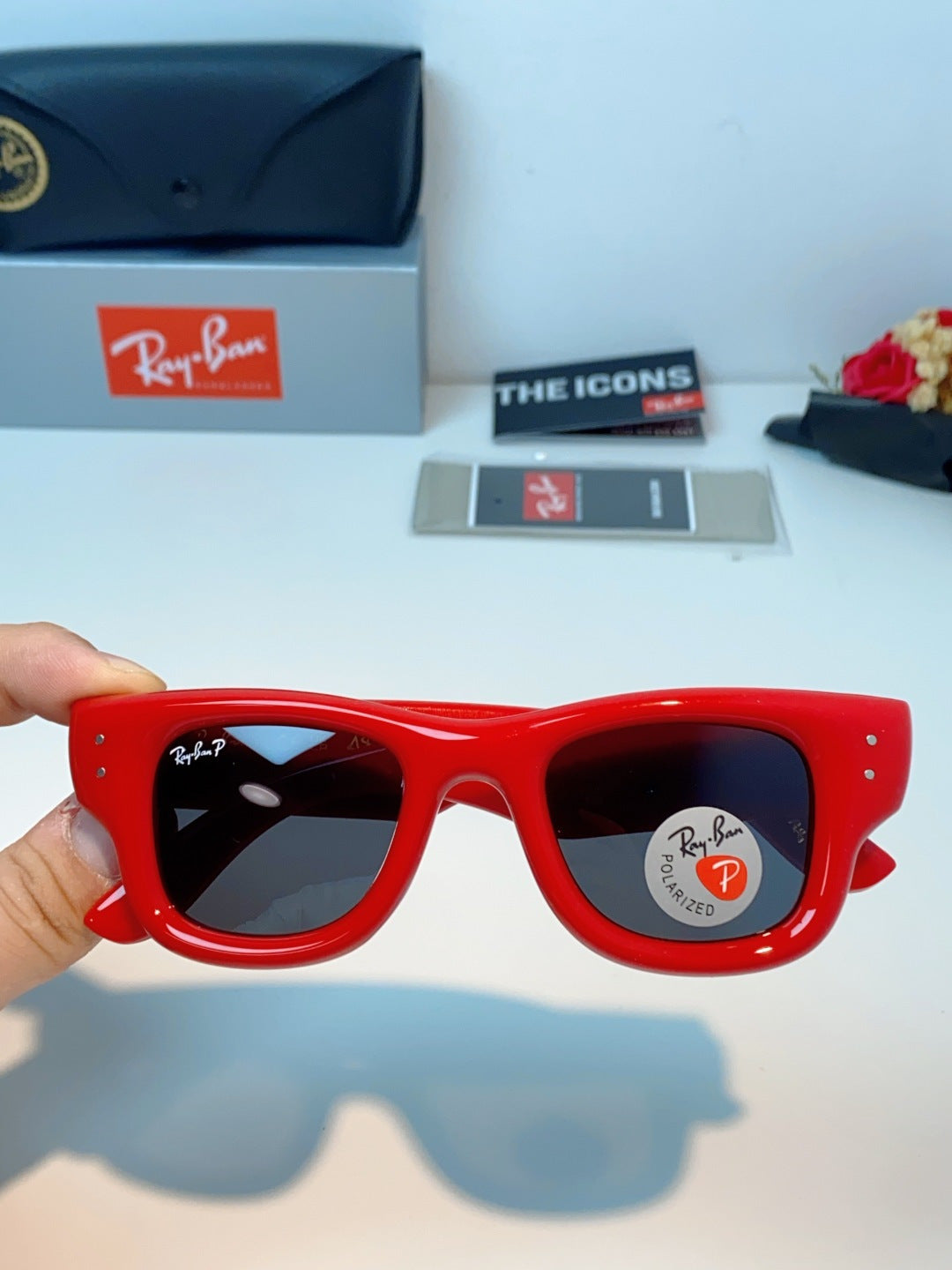 Ray-Ban Square Red Lens Sunglasses for Men & Women - detail image 4