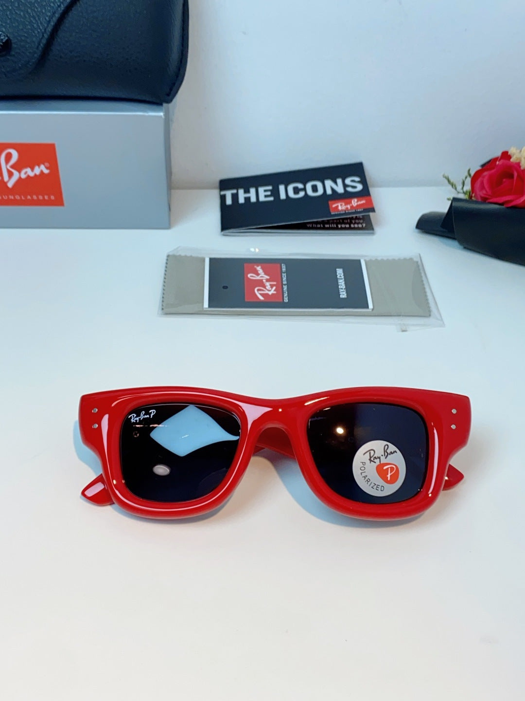 Ray-Ban Square Red Lens Sunglasses for Men & Women - detail image 9