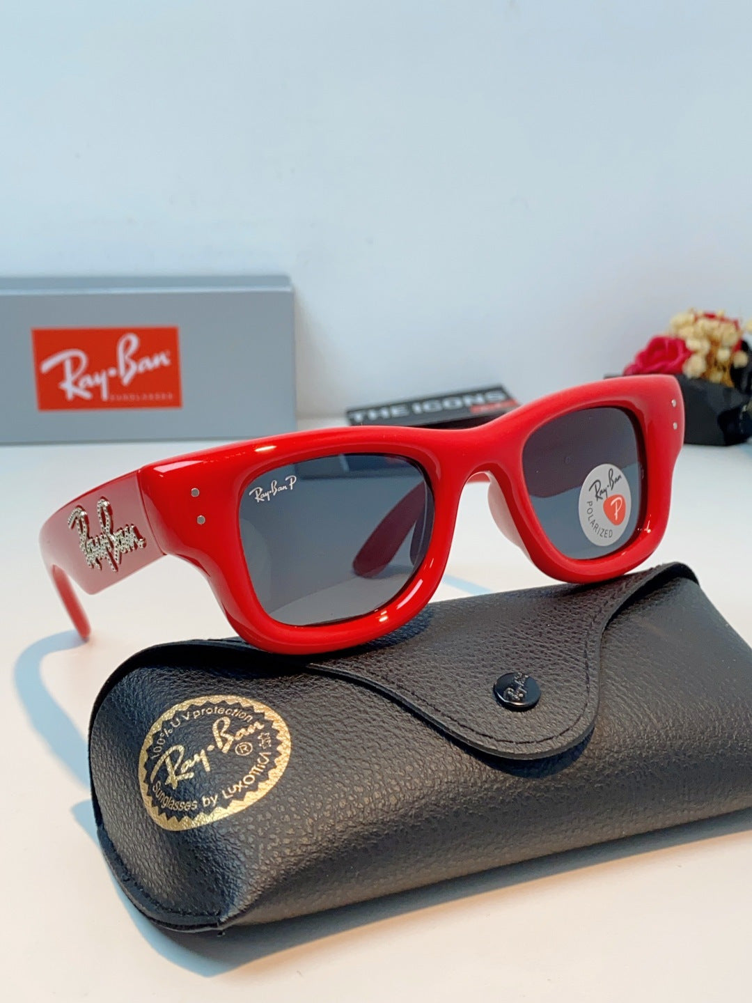 Ray-Ban Square Red Lens Sunglasses for Men & Women - detail image 10