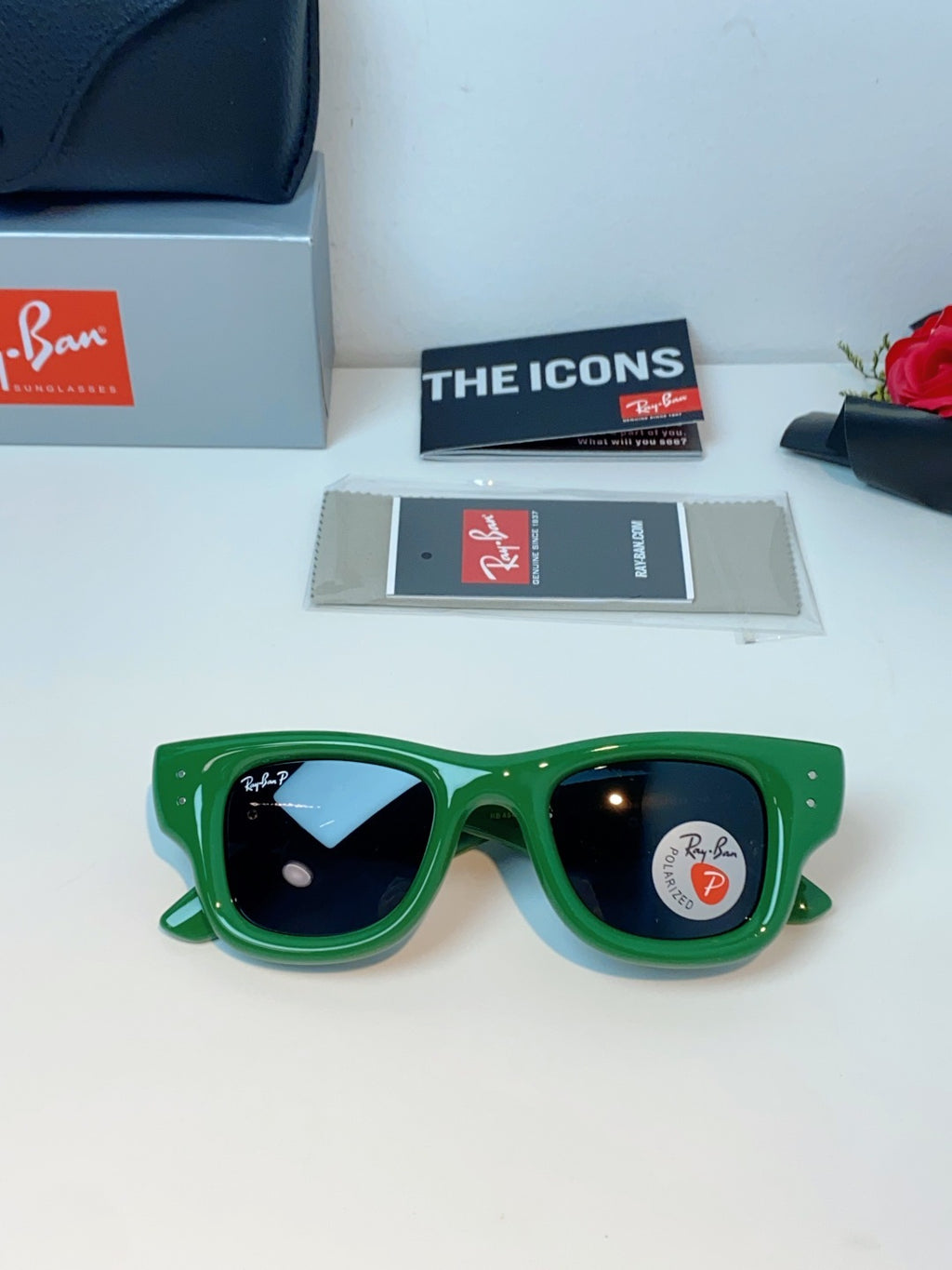 Ray-Ban Square Green Lens Sunglasses for Men & Women - detail image 9
