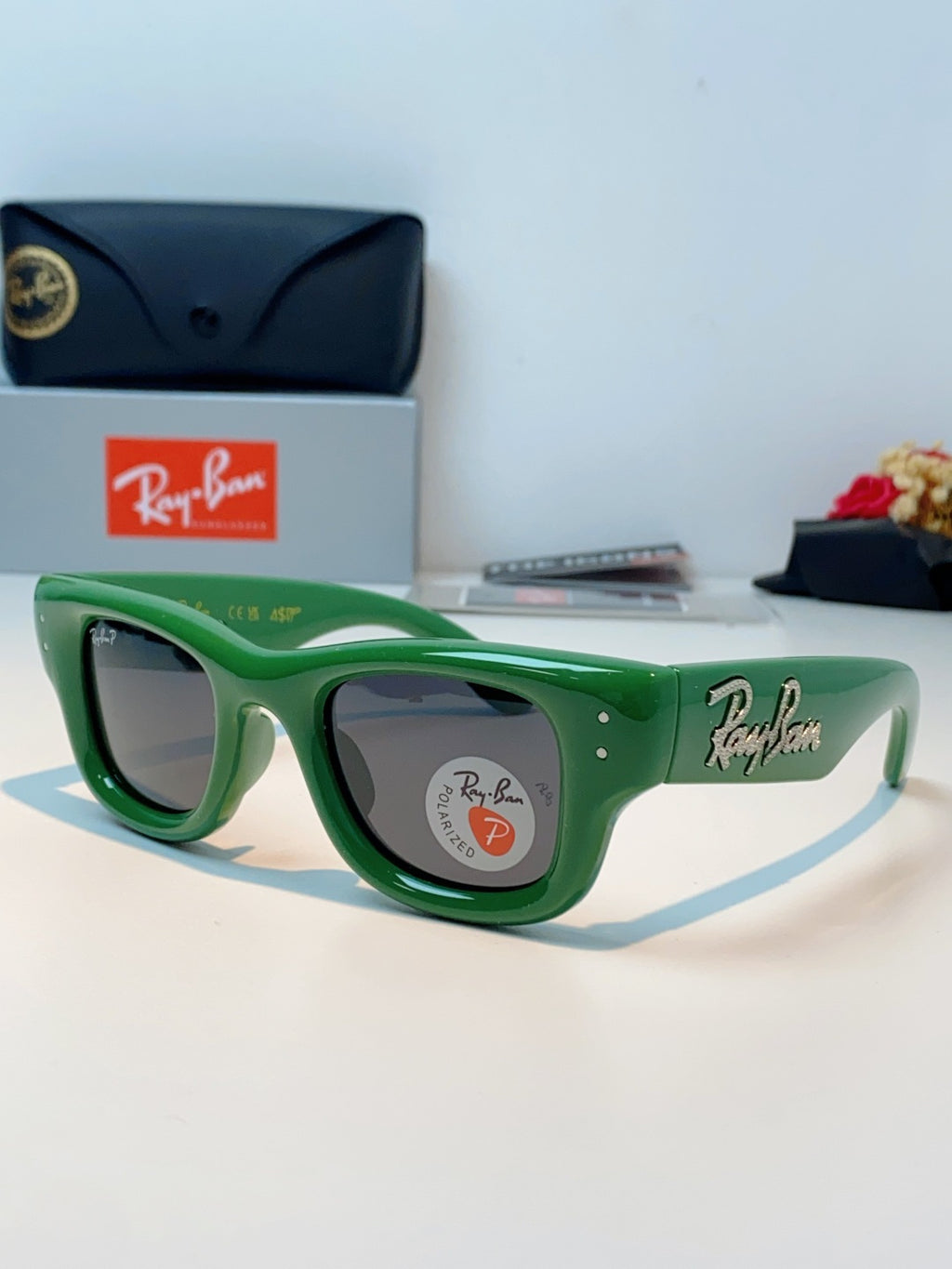 Ray-Ban Square Green Lens Sunglasses for Men & Women