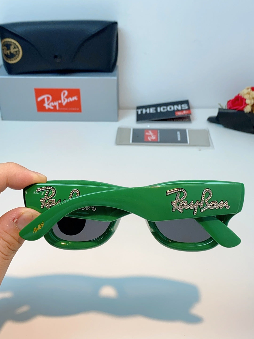 Ray-Ban Square Green Lens Sunglasses for Men & Women - detail image 5