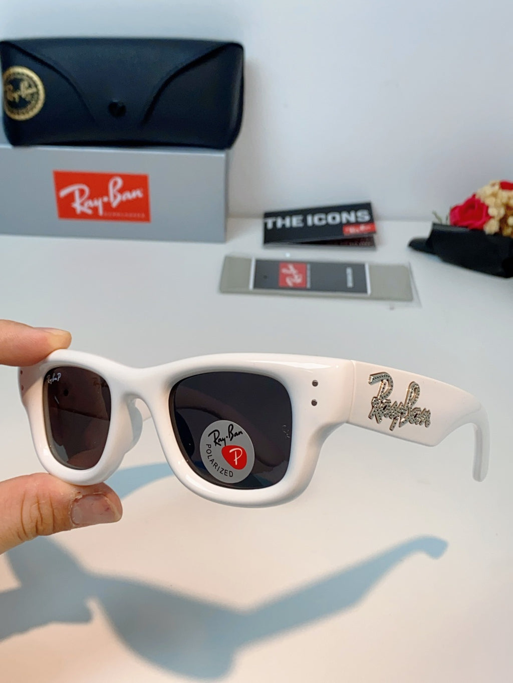 Ray-Ban Square Gray Lens Sunglasses for Men & Women - detail image 6
