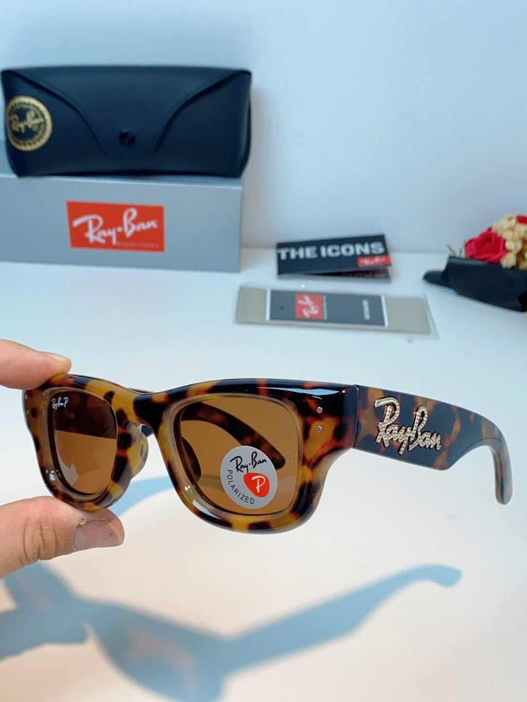 Ray-Ban Square Brown Lens Sunglasses for Men & Women - detail image 6