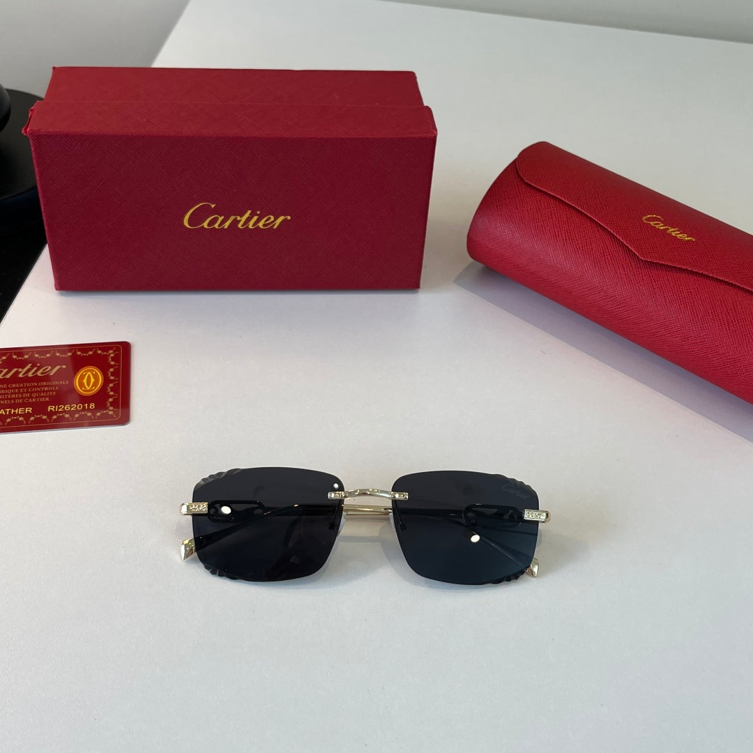 Cartier Lightweight Metal Rimless Silver Lens Sunglasses for Men & Wo - 493697 - detail image 4