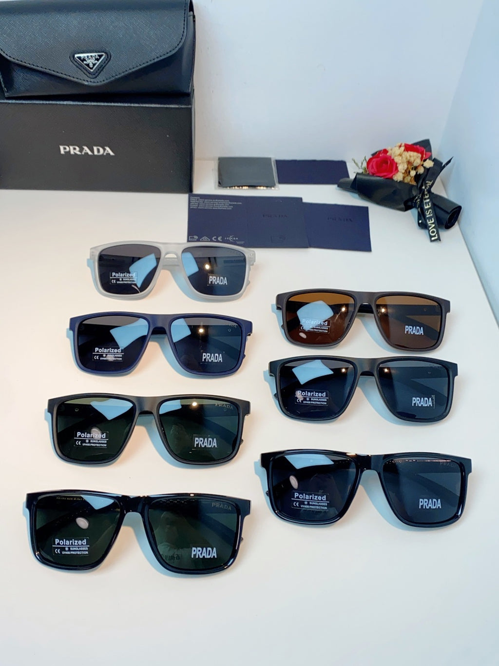 Prada Polarized Fashion Blue Lens Sunglasses for Men - 358446 - detail image 12