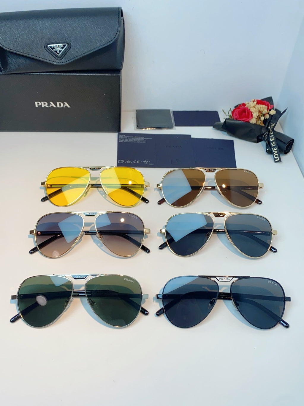 Prada Polarized Metal Aviator Orange Lens Sunglasses for Men & Women - detail image 13