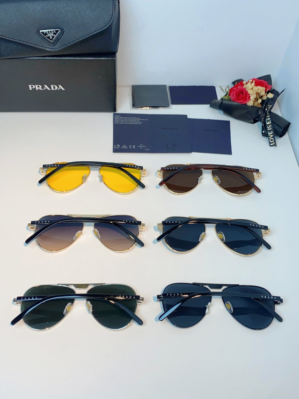 Prada Polarized Metal Aviator Gray Lens Sunglasses for Men & Women - 358455 - detail image 12