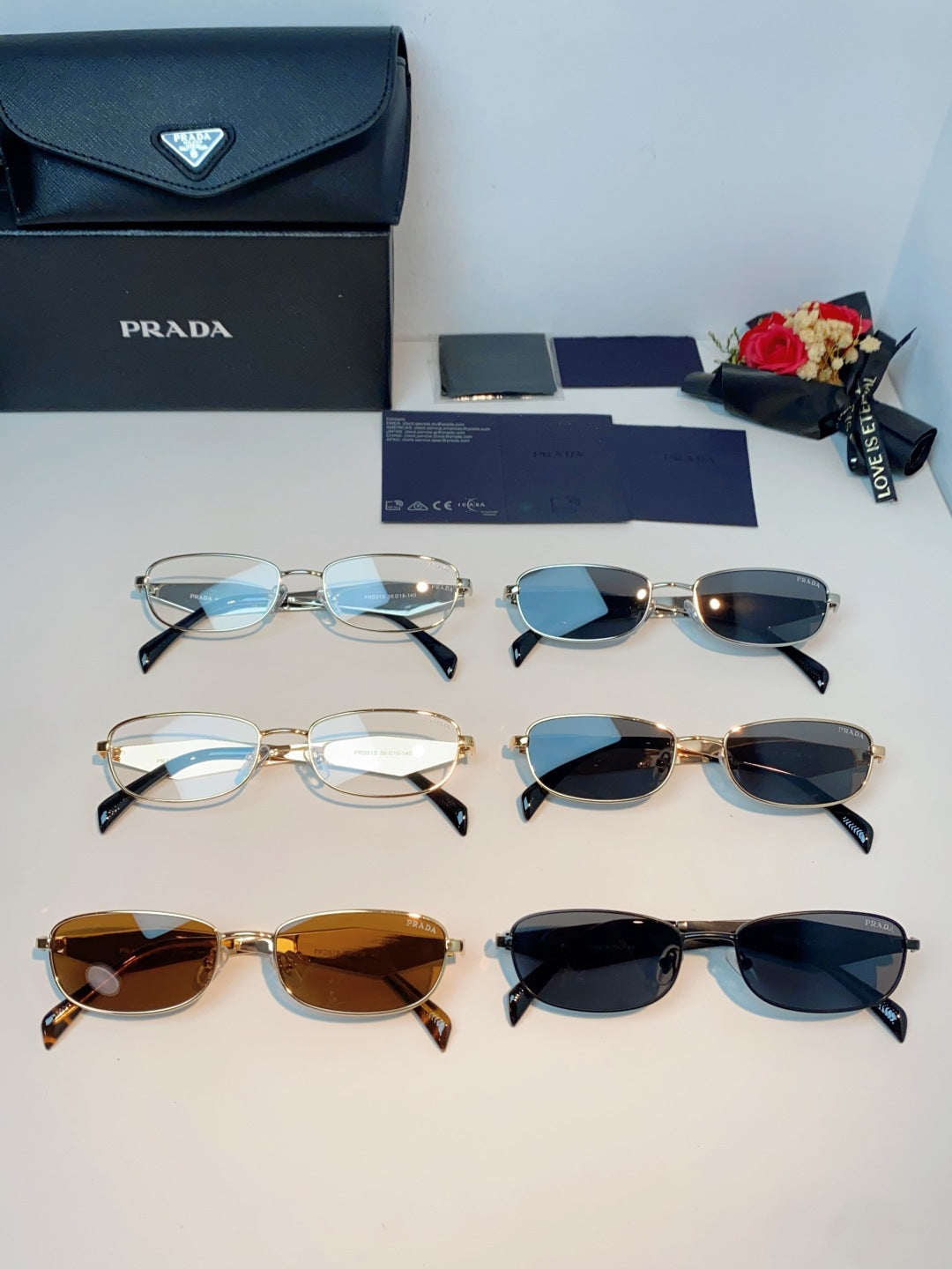 Prada Metal Oval Orange Lens Sunglasses for Men & Women - detail image 13