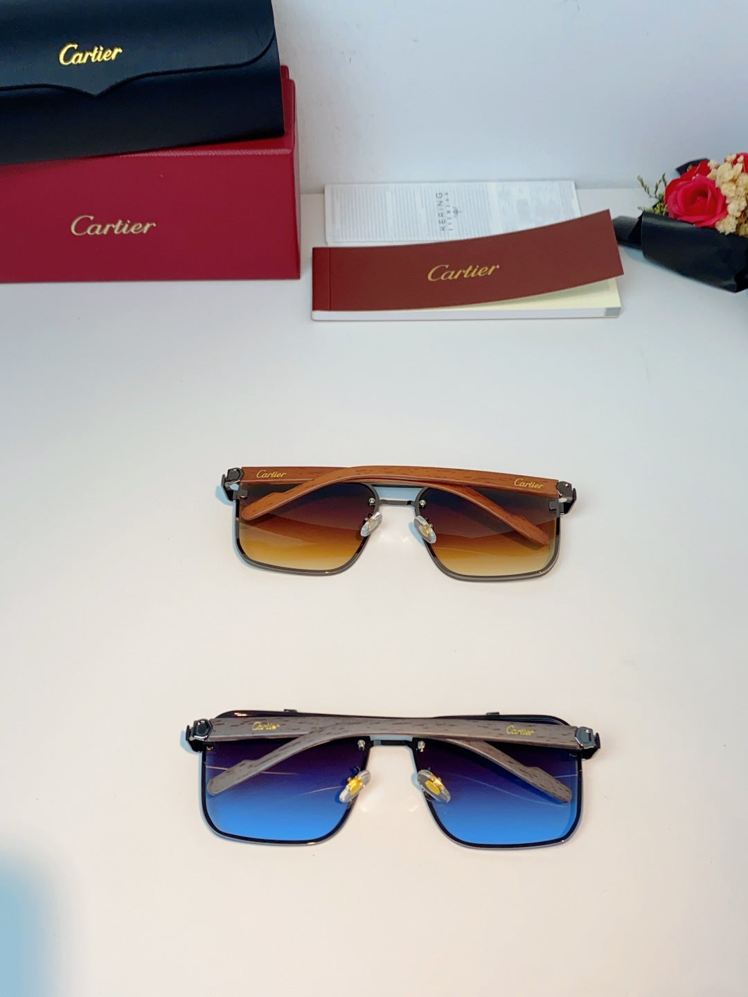 Cartier Metal Aviator Blue Lens Sunglasses for Men - detail image 12