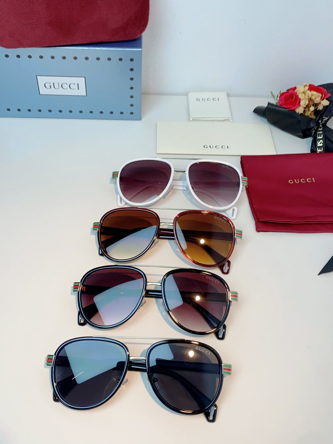 Gucci Aviator Red Lens Sunglasses for Men & Women - detail image 13