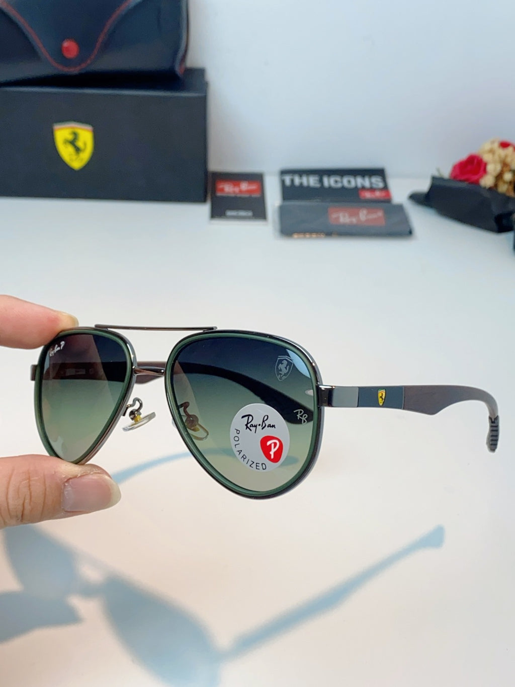 Ray-Ban RB5602 Polarized Metal Aviator Gray Lens Sunglasses for Men & - 358984 - detail image 6