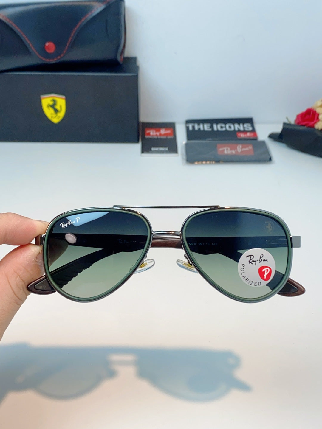 Ray-Ban RB5602 Polarized Metal Aviator Gray Lens Sunglasses for Men & - 358984 - detail image 4
