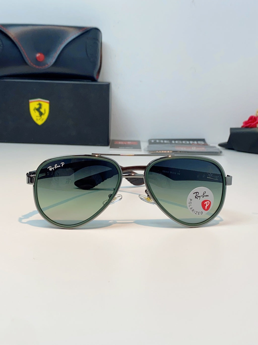 Ray-Ban RB5602 Polarized Metal Aviator Gray Lens Sunglasses for Men & - 358984 - detail image 2