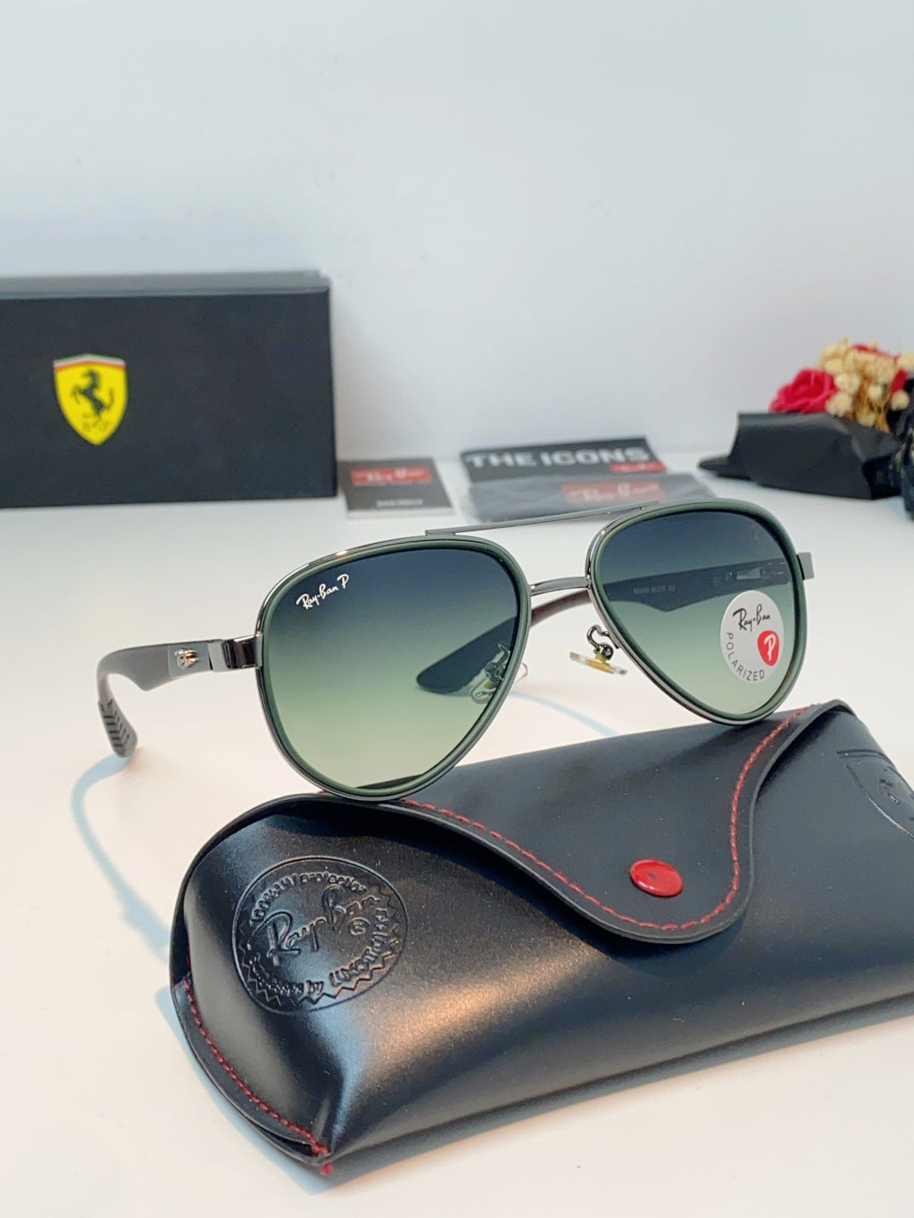 Ray-Ban RB5602 Polarized Metal Aviator Gray Lens Sunglasses for Men & - 358984 - detail image 11
