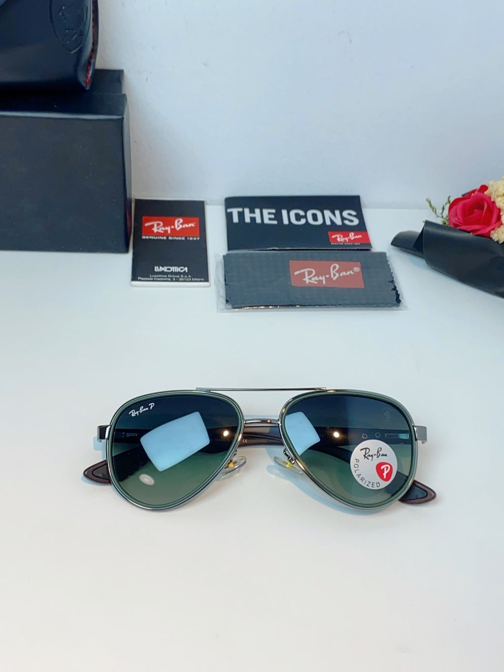 Ray-Ban RB5602 Polarized Metal Aviator Gray Lens Sunglasses for Men & - 358984 - detail image 10