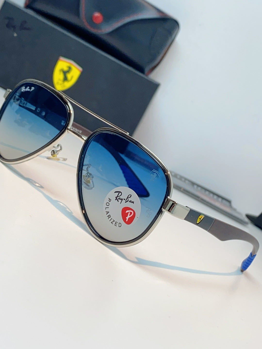 Ray-Ban RB5602 Polarized Metal Aviator Blue Lens Sunglasses for Men & Women - detail image 7