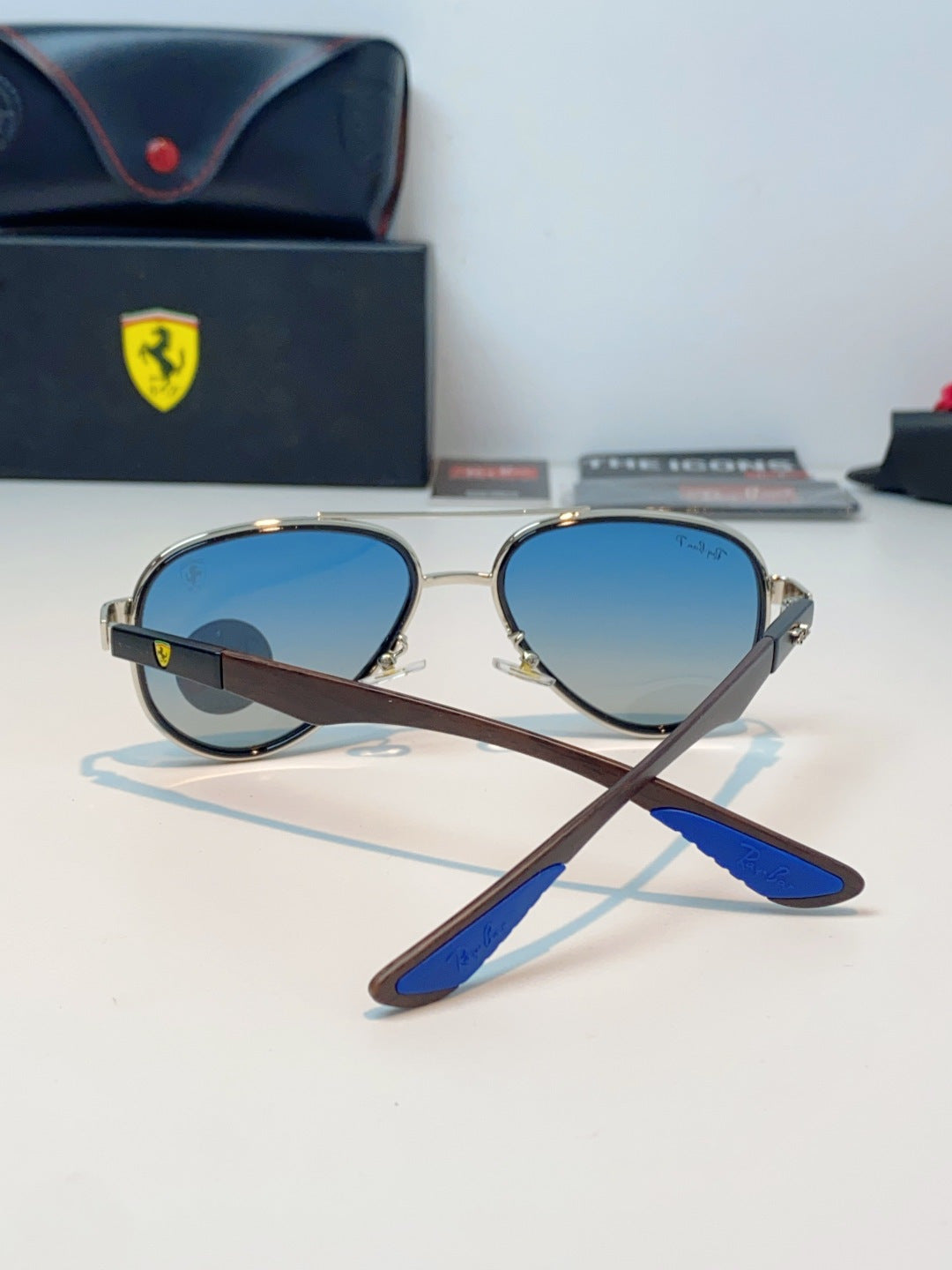 Ray-Ban RB5602 Polarized Metal Aviator Blue Lens Sunglasses for Men & Women - detail image 3