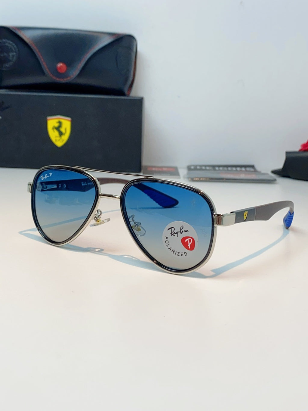 Ray-Ban RB5602 Polarized Metal Aviator Blue Lens Sunglasses for Men & Women
