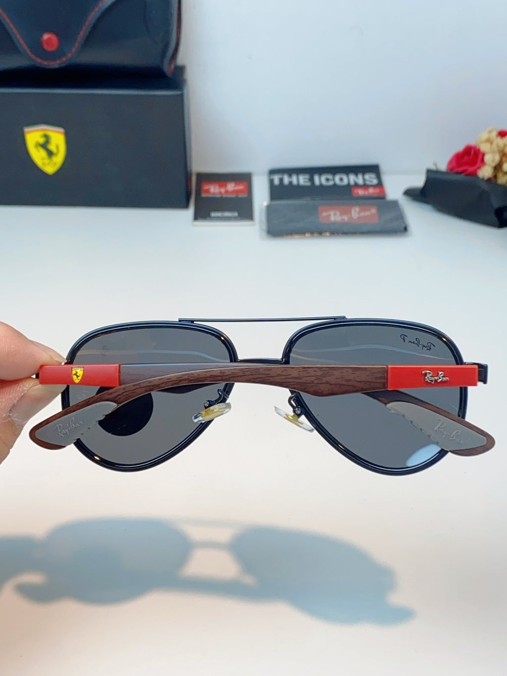 Ray-Ban RB5602 Polarized Metal Aviator Gray Lens Sunglasses for Men & Women - detail image 5