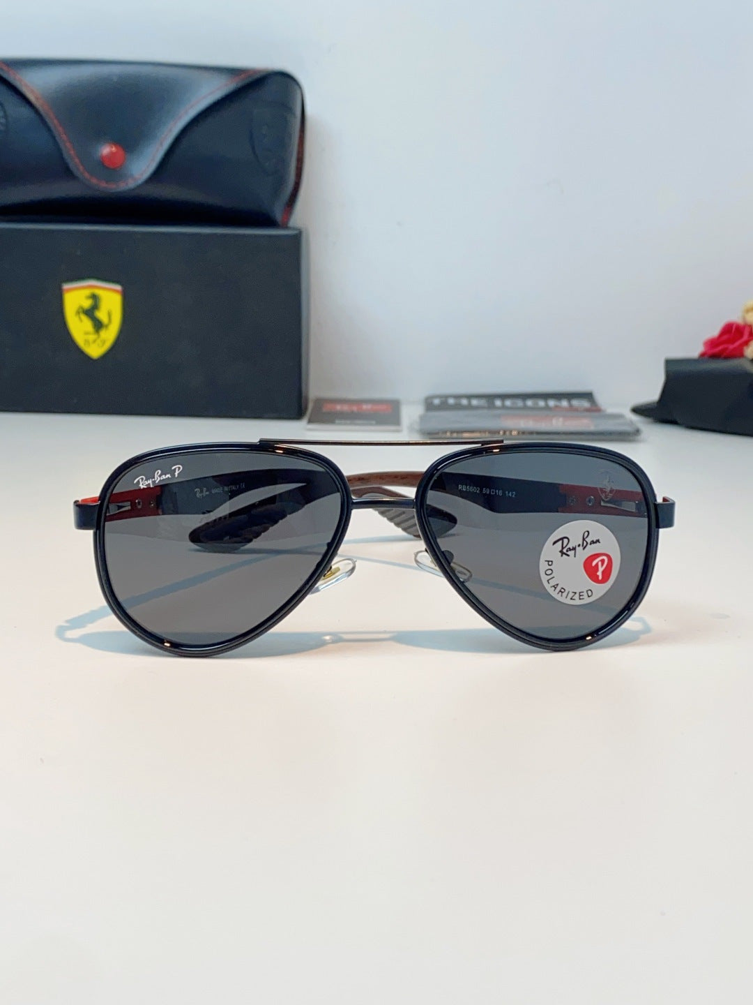 Ray-Ban RB5602 Polarized Metal Aviator Gray Lens Sunglasses for Men & Women - detail image 2