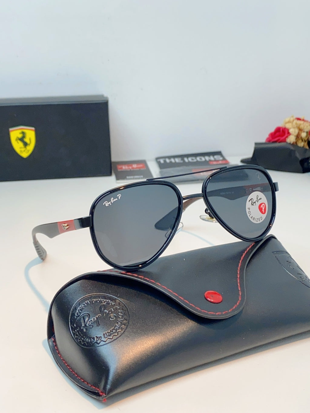 Ray-Ban RB5602 Polarized Metal Aviator Gray Lens Sunglasses for Men & Women - detail image 11