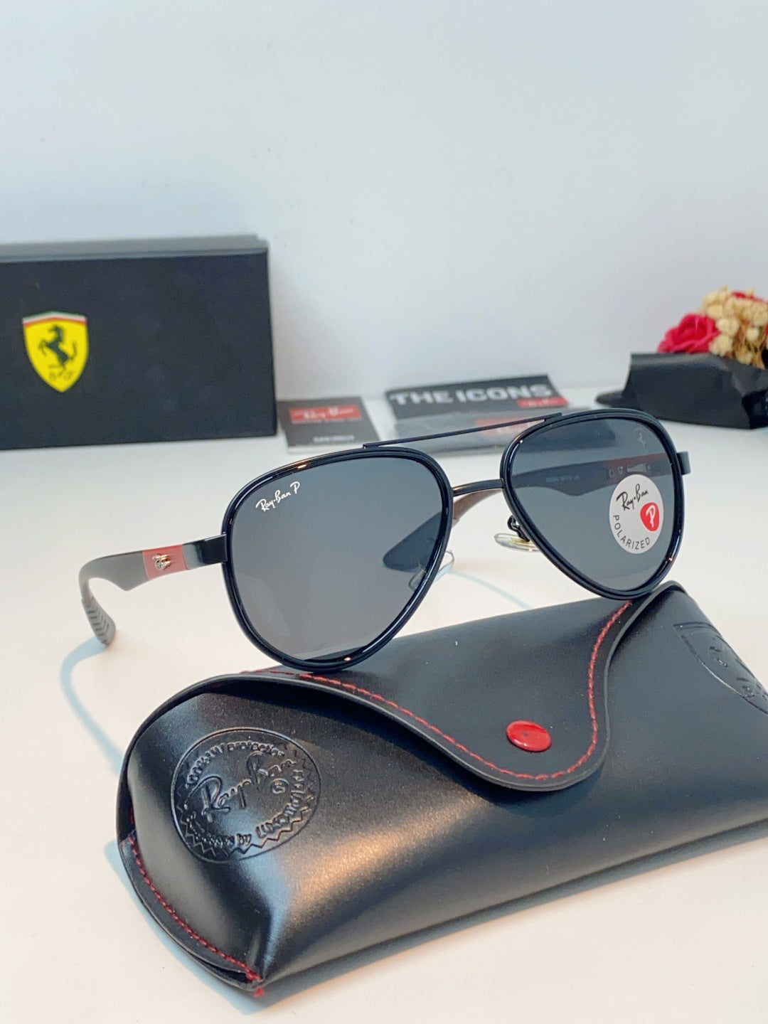 Ray-Ban RB5602 Polarized Metal Aviator Gray Lens Sunglasses for Men & Women - detail image 11