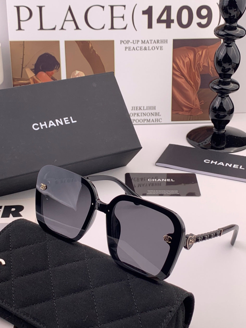 Chanel CH3787 Polarized Round Black Lens Sunglasses for Women - 358139 - detail image 5