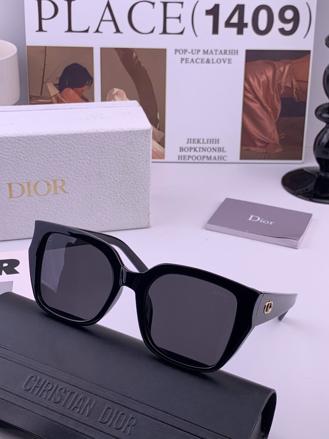 Dior CD6820 Polarized Square Black Lens Sunglasses for Women - 358170 - detail image 2